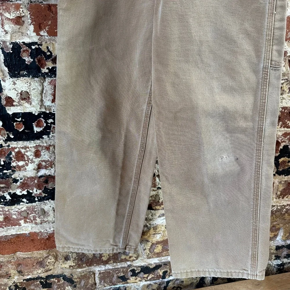 Carhartt Carpenter Pants Brown Canvas adjustable waist Boys 12 (26x25.5)